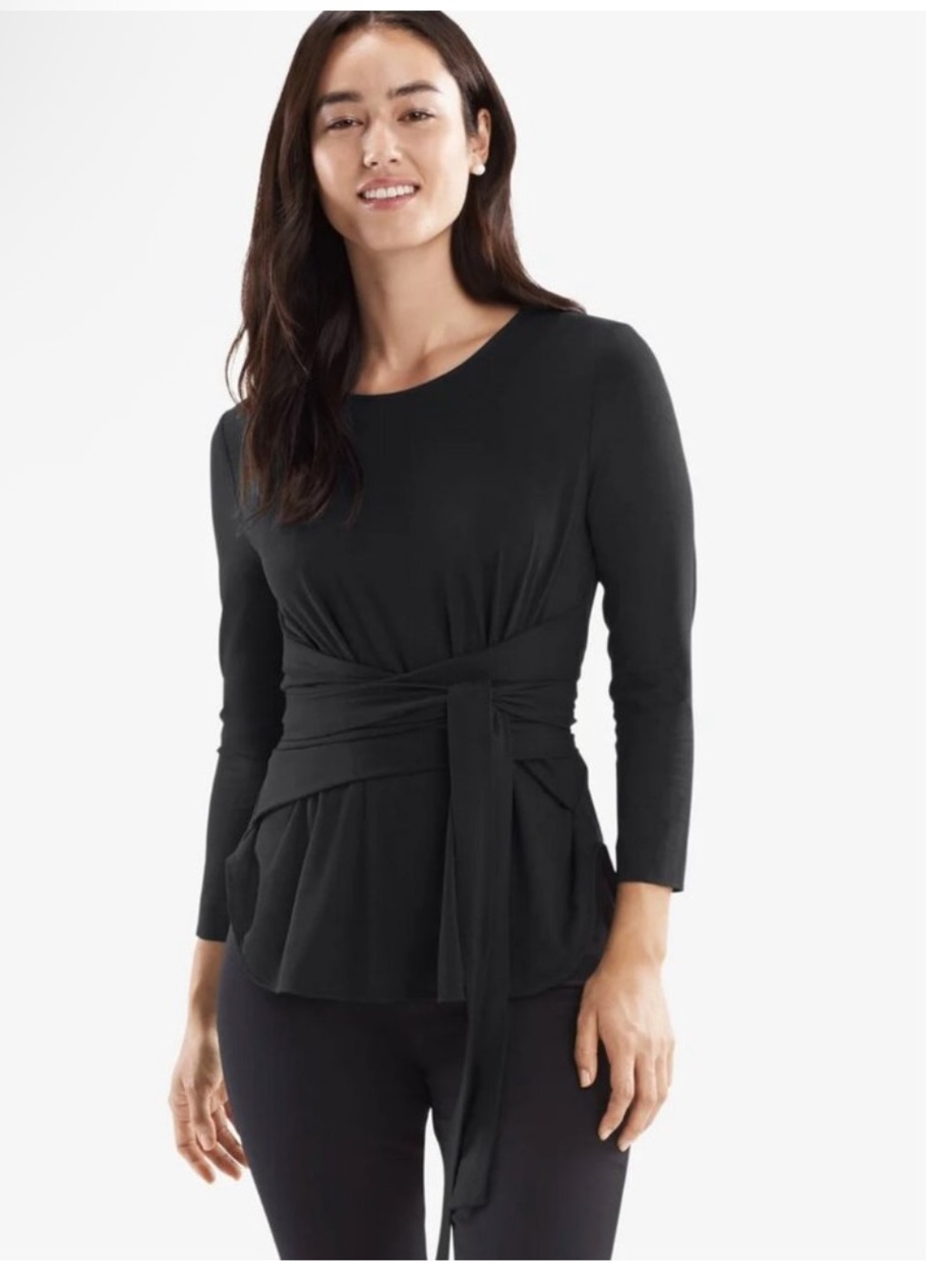MM Lafleur Light Gray Long Sleeve Tie-Front Tee - Picture 7 of 12